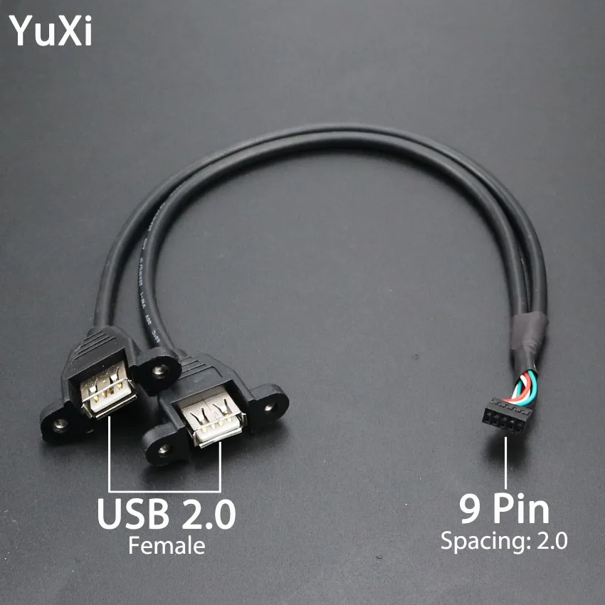 cltgxdd Motherboard Internal 9pin Pitch 2.54mm 2.0mm to Dual Port USB 2.0 A Female Screw Lock Panel Mount Connecting Cable