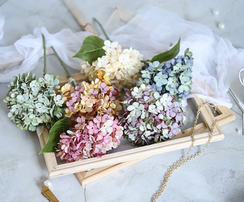 Künstliche Blumen Seide Hortensienvase für Heimdekoration Zubehör Hochzeit dekorative gefälschte Pflanzen Weihnachtsgirlande Material – Detail 13