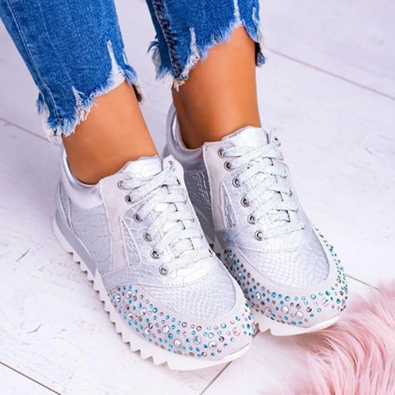 Elegant Orthopedic Comfortable Shoes Crystal Rhinestone Women Casual Running Sports Shoes Sneakers -MX8 Send Birthday Gifts