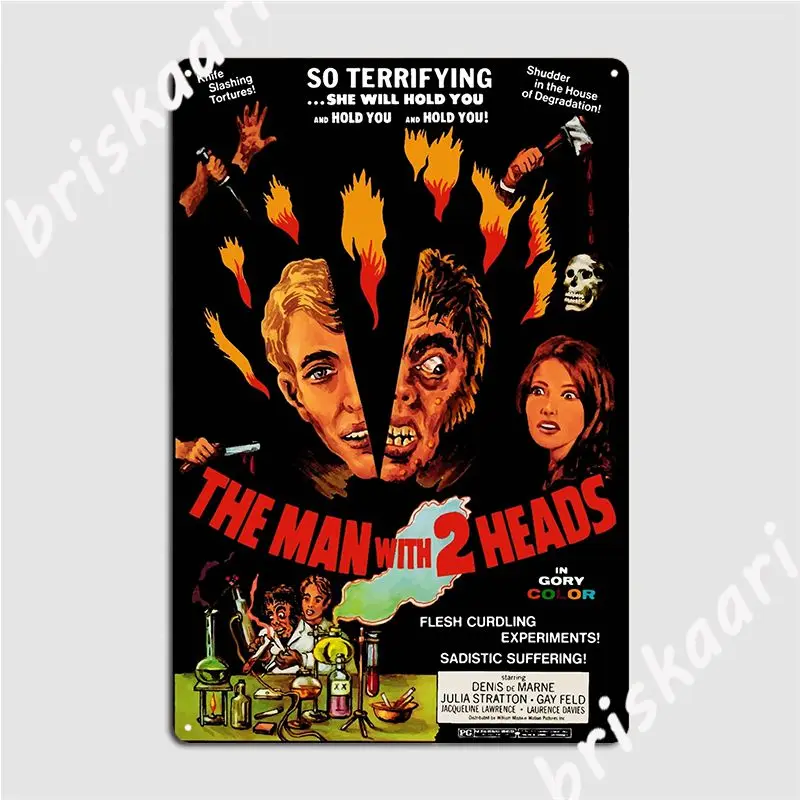 The Man With Two Heads Metal Sign Cinema Kitchen Home Decoration Wall Decor Tin Sign Poster