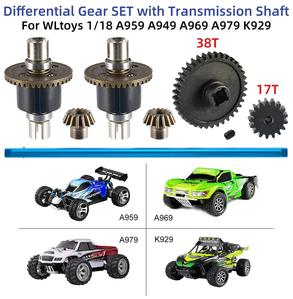 Wltoys 1/18 Spare Part Front/Rear Complete Differential +Central Driving Shaft +Reduction Gear A949-B A959-B A969-B A979-B