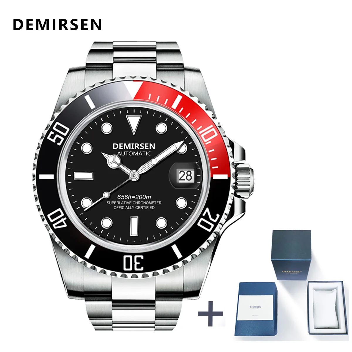 Demirsen Luxury Brand Seagull Movement Automatic Watch Business Stainless Steel Waterproof Sapphire Luminous Men Wristwatch