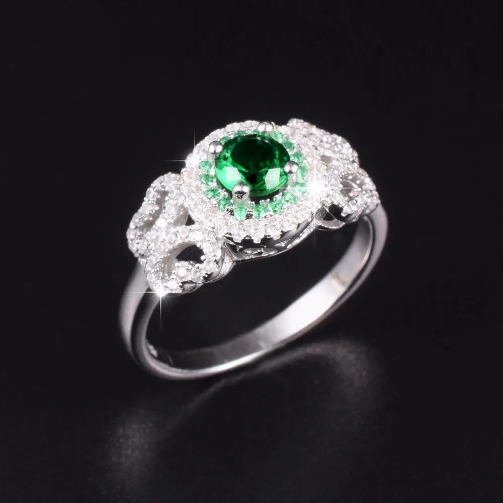 

Promotion!!! Real Solid 100% 925 Sterling Silver Wedding Rings Jewelry for Women natural green gemstone Engagement Ring sz 5-10