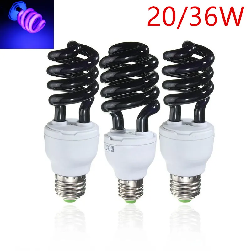 20/36W E27 UV Light Spiral Enegy Saving Ultraviolet Fluorescent Black Light CFL Bulb Violet Lamps AC 220V Support Dropshipping