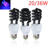 20/36W E27 UV Light Spiral Enegy Saving Ultraviolet Fluorescent Black Light CFL Bulb Violet Lamps AC 220V Support Dropshipping