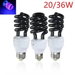20/36W E27 UV Light Spiral Enegy Saving Ultraviolet Fluorescent Black Light CFL Bulb Violet Lamps AC 220V Support Dropshipping