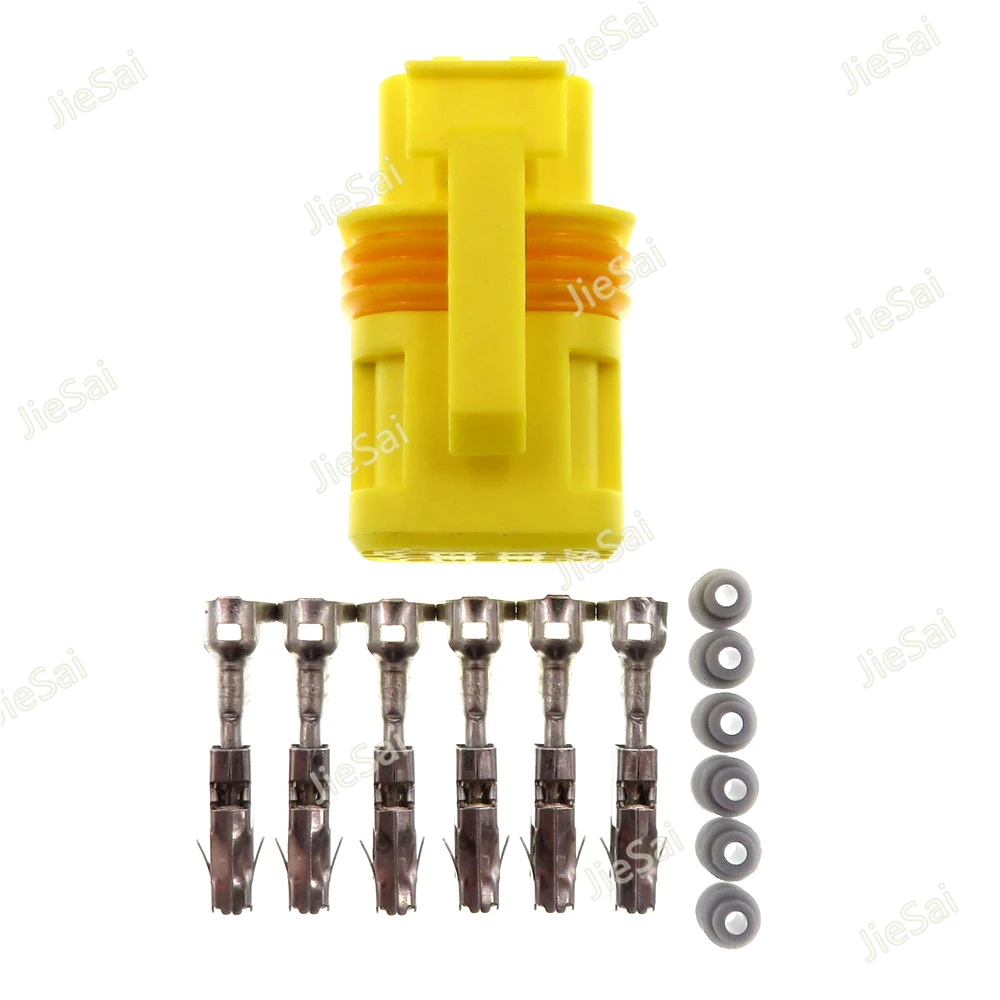 6 Pin Automobile Repacking Wire Adapter 1.5 Series Yellow Auto Cable Socket Waterproof Wiring Connector
