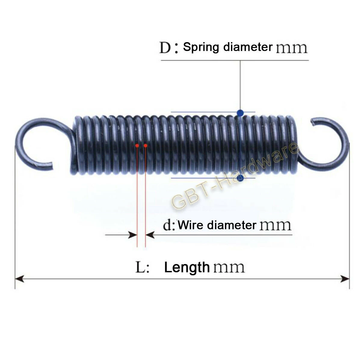 5/10/20 Pcs Spring Steel Stretching Spring Wire Diameter 0.8 mm Outer Diameter 8mm 10mm Total Length 25/30/35/40/45/50/60 mm