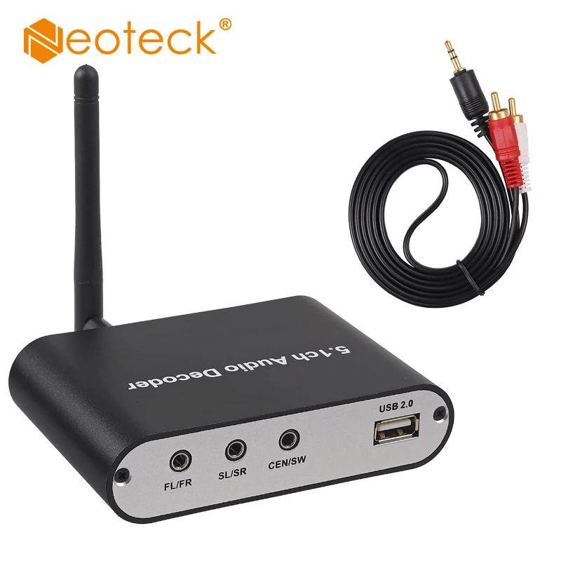 Neoteck 5.1CH Bluetooth-Compatible Audio Decoder DAC Receiver Optical Adapter Coaxial AUX USB Disk to 3.5mm DAC