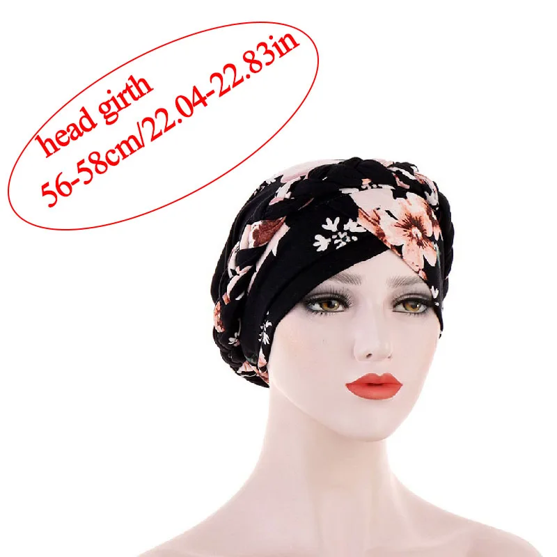 Turbante con estampado de flores para mujer, turbante de algodón con estampado de camuflaje, gorros informales para dormir, sombreros de Color sólido