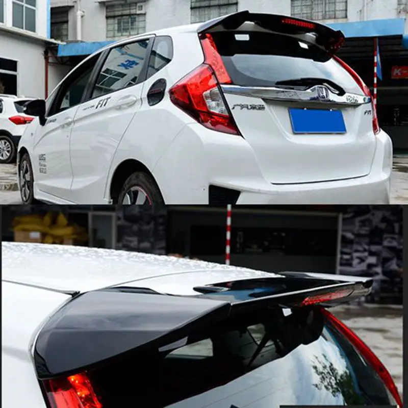 New Brand ABS Plastic Unpainted Primer Color Rear Boot Trunk Wing Spoiler Car Accessories For Honda Fit Jazz 2014 2015 2016 2017