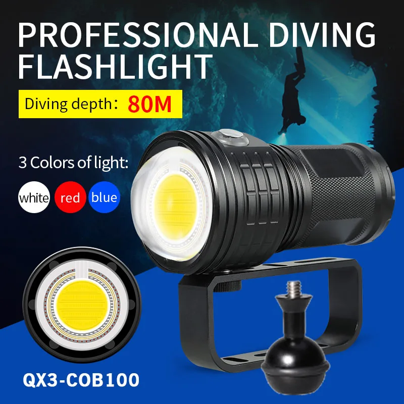 Linterna de buceo de 500W, luz LED para fotografía profesional, IPX8, subacuática, 300M, COB, multifunción