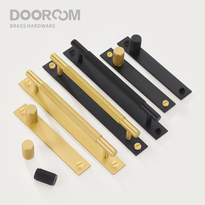 Dooroom maniglie per mobili in ottone striscia moderna con piastra armadio armadio comò scatola di scarpe cassetto manopole per mobili tira manopole