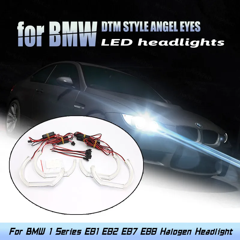 

DTM U Shape Light Crystal Halo Ring LED Angel Eyes Kit Day Light for BMW 1 Series E81 E82 E87 E88 Halogen Headlight 6000K White