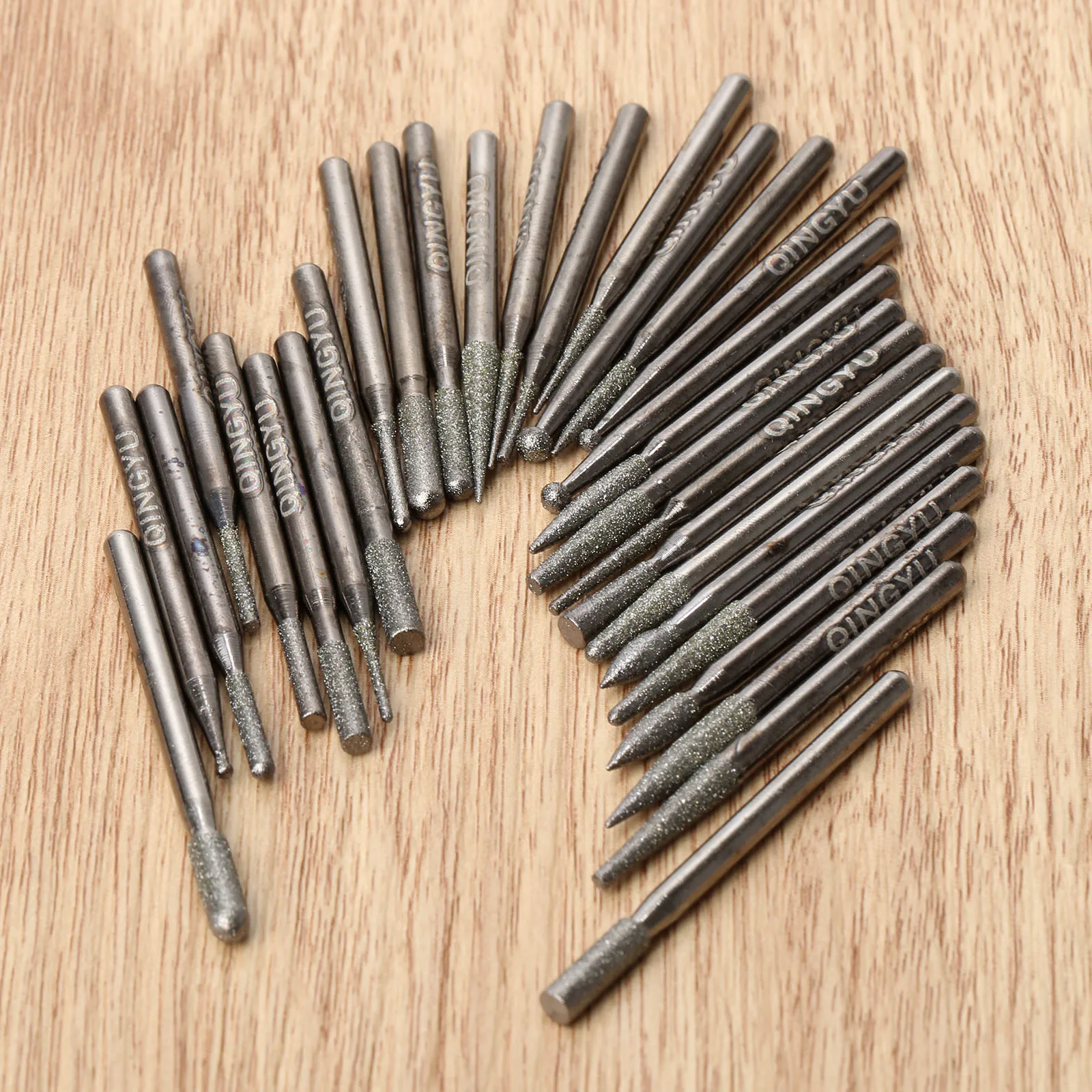 

30x Shank Diamond Grinding Head Burrs Bit Set 3mm for Mini Drill Rotary Tool Polishing Grinding Dremel Accessories