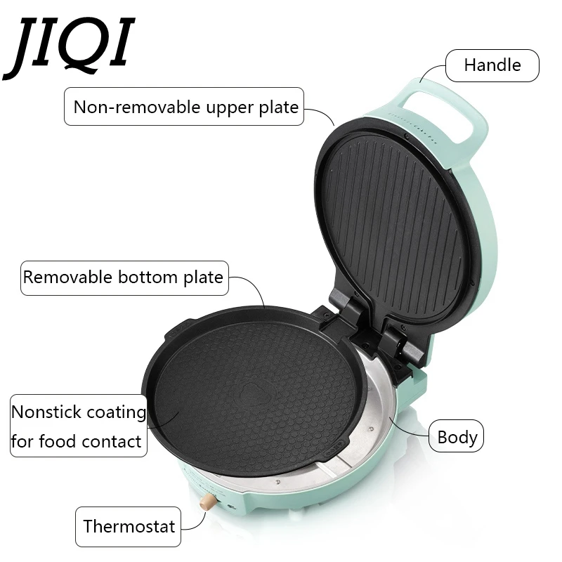 JIQI Household Double Side Heating Baking Pan Electric Skillet Frying Pan Crepe Pancake Maker Automatic Pizza Machine BBQ Tool