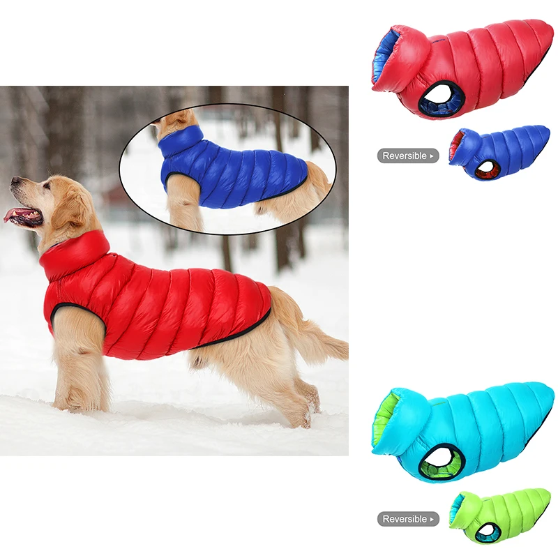 

Reversible Dog Clothes Vest Warm Winter Dogs Jacket Coat 3 Layer Thick Pet Clothing Waterproof Outfit For Small Medium Large Dog