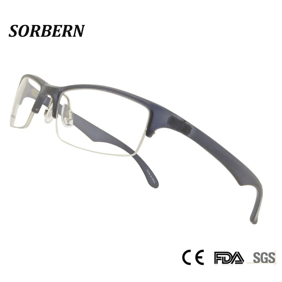 SORBERN TR90 Optical Glasses Frames Ultralight Men Eyeglasses Warp Sports Style Myopia Glasses Clear Lens Male Half Rim Eyewear