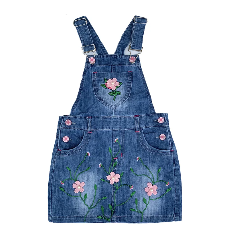 4-7T Summer Children Kids Little Girls t Shirt and Thin Romper Skirts Denim Skirt Jeans Cotton Denim Bib Shorts Rompers