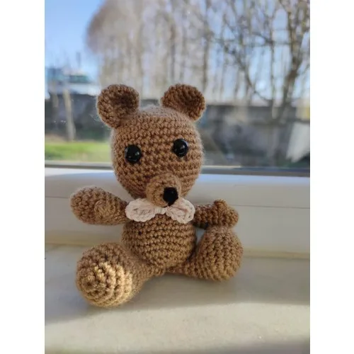 Hand-Knitted Amigurumi Cute Small Teddy Bear Sleeping Friend Toy Inside Beads filled with Fiber