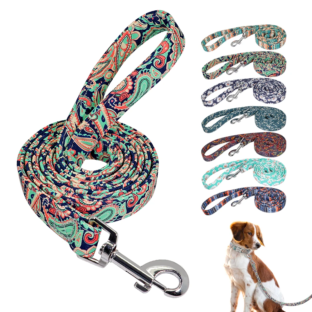 

7 Colors Nylon Dog Leash Lead Printed Pet Puppy Chihuahua Walking Leash Running Training Leashes Rope For Small Medium Dogs Pug