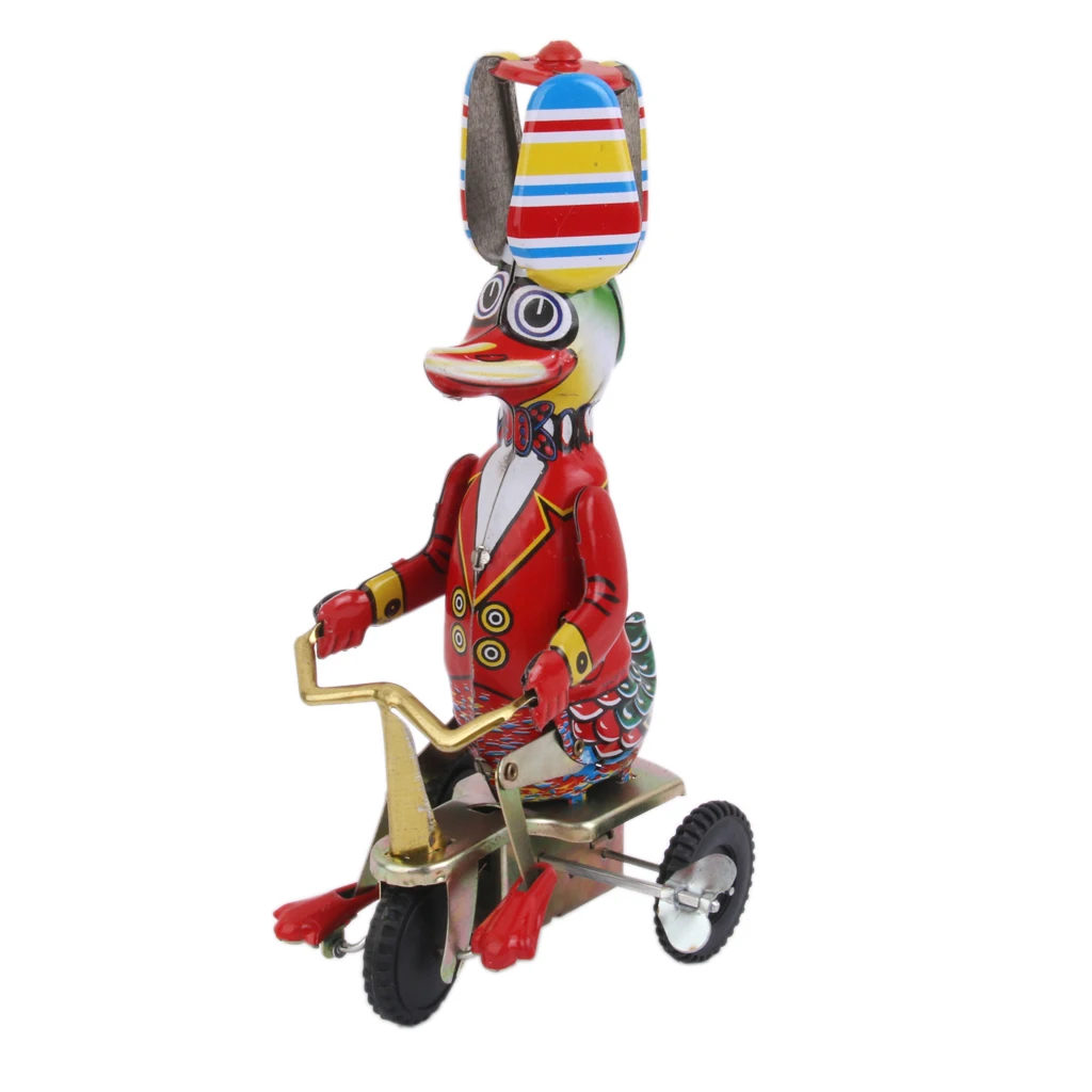 Wind Up Tin Toy   Duck On Tricycle Clockwork Metal Toy Collectible Gift