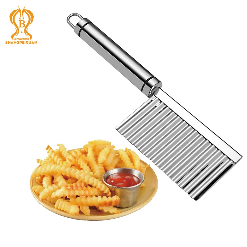 SHANGPEIXUAN Potato Cutter Stainless Steel Chips Knife French Fry Cutter Potato Wavy Edge Slicer Serrated Chopper Kitchen Tools