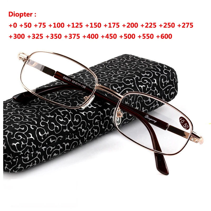 Gafas de lectura de moda, 50 + 75 + 100 + 125 + 150 + 175 + 200 + 225 + 250 + 275 + 325 + 350 + 375 + 400 + 450 + 500 + 550