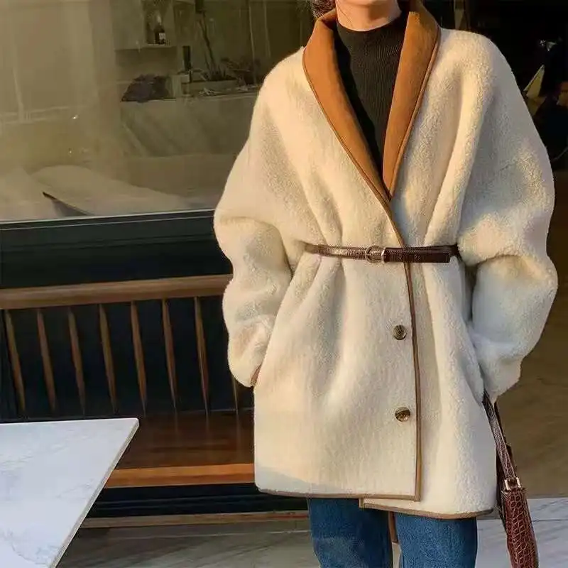 2023 autunno e inverno nuovo cappotto Double face Wear cappotto di lana bicolore da donna giacca alla moda di media lunghezza