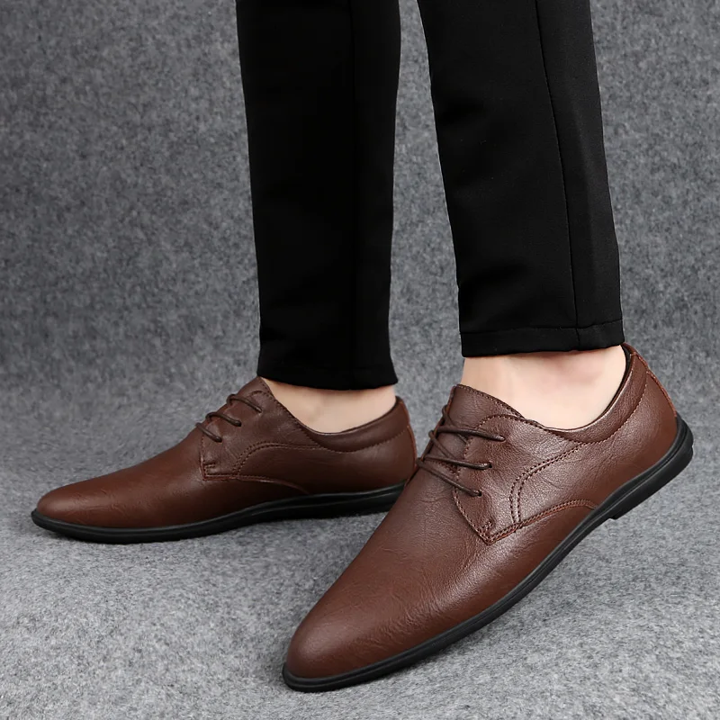 

sneakers men genuine leather oxfords shoes luxury brand italian style male footwear shoes for men Breathable Flat Lace-Up Shoes