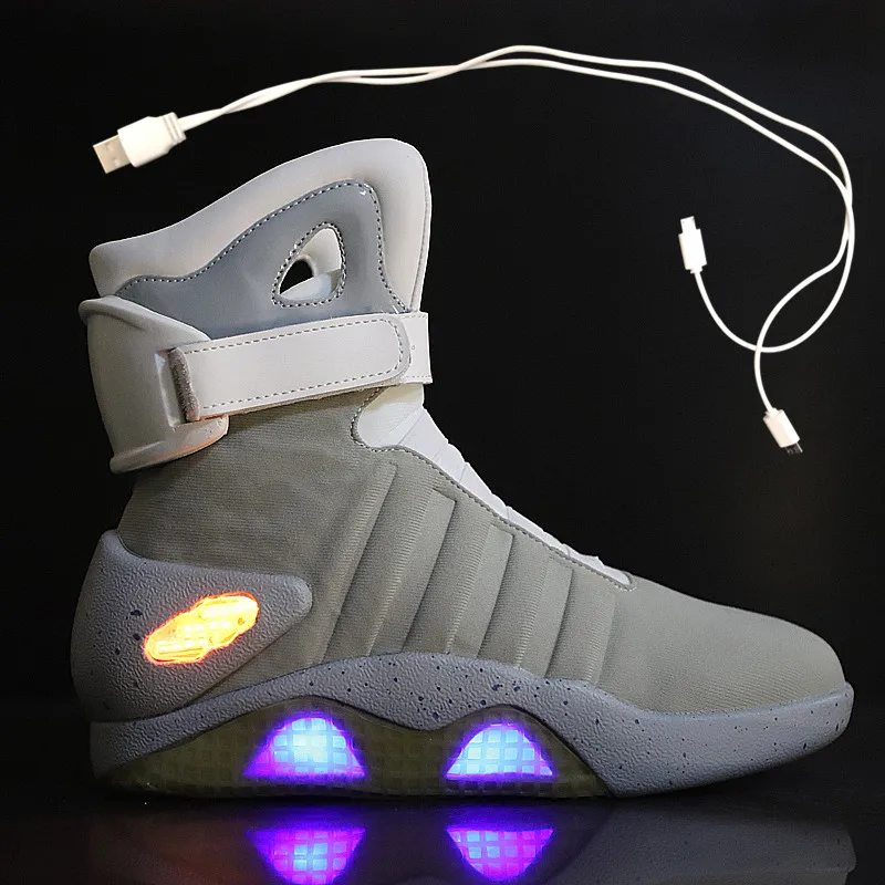 Spring Adult Basketball Shoes USB Charging LED Luminous Shoes Men Nice Light Up Casual Men Back To The Future Glowing Sneaker