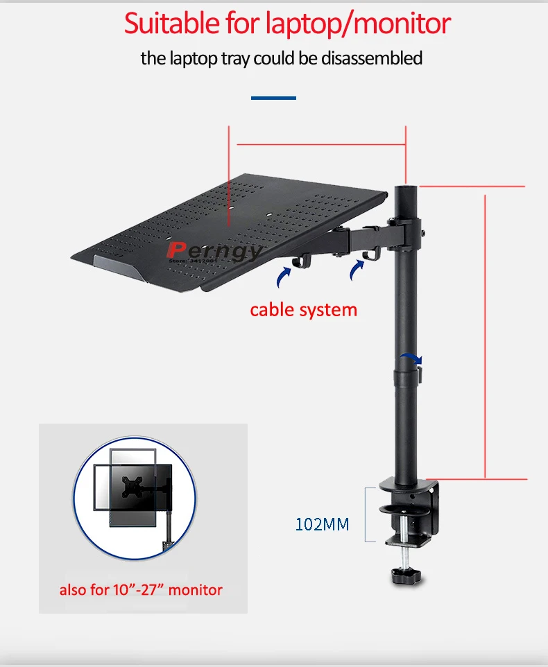 DL-M051LP 400มม.ความสูงปรับแล็ปท็อปผู้ถือขาตั้ง Universal หมุนแล็ปท็อปถาด Monitor ขาตั้ง12-17นิ้ว noteboo