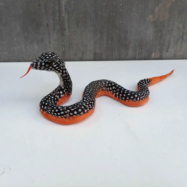 Black Snake Simulation Model Creative Decoration Toy Plastic & Feather Craft Gift Approx. 26x9cm