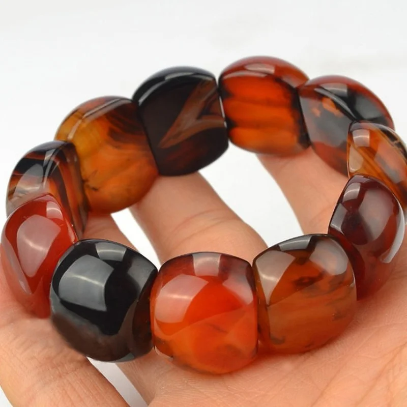 

Natural Silk Wrapped Agate Bracelet Men's and Women's National Style Versatile Hand String Jewelry