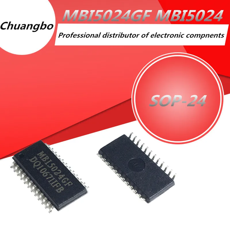 10pcs MBI5024GF MBI5024GP SOP24 Led display driver IC Constant current chip Wide-body SOP - 24 LED display driver IC 16-bit c