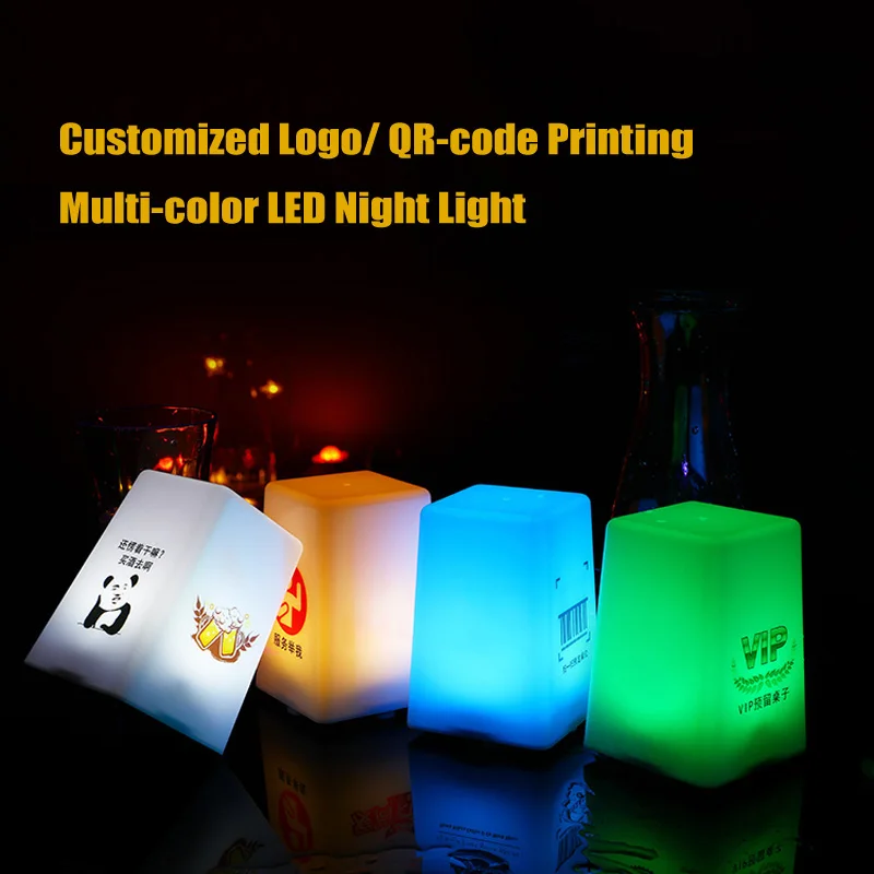 Customized Logo Printing Night Light Restaurant Pub Coffee Bar Event Party Decor Romantic 16-Color LED Rechargebale Table Lamp