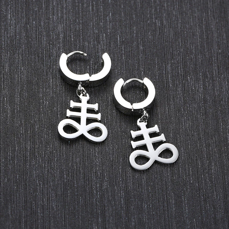 SATANIC CROSS BRIMSTONE EARRINGS INVERTED LEVIATHAN CROSS SATANIC JEWELRY BRIMSTONE SATAN OCCULT SULFUR  SYMBOL