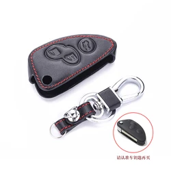 Leather Car Key Case bag For Alfa Romeo 147 156 166 GT JTD TS 3 Buttons Folding Keychain Holder Remote Fobs Shell Cover