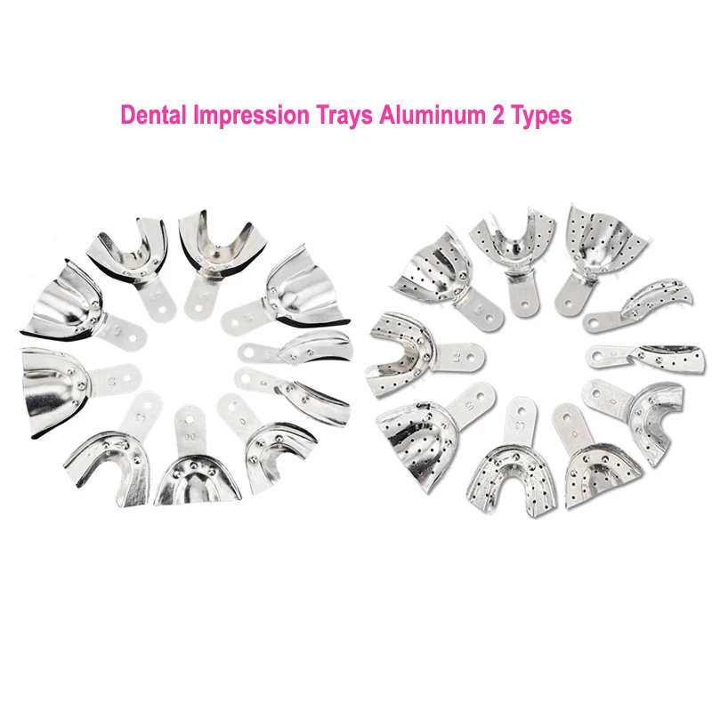 

Dental Metal Impression Trays Aluminum Alloy Impression Tray Quarter ,Anterior, Small, Medium,Large