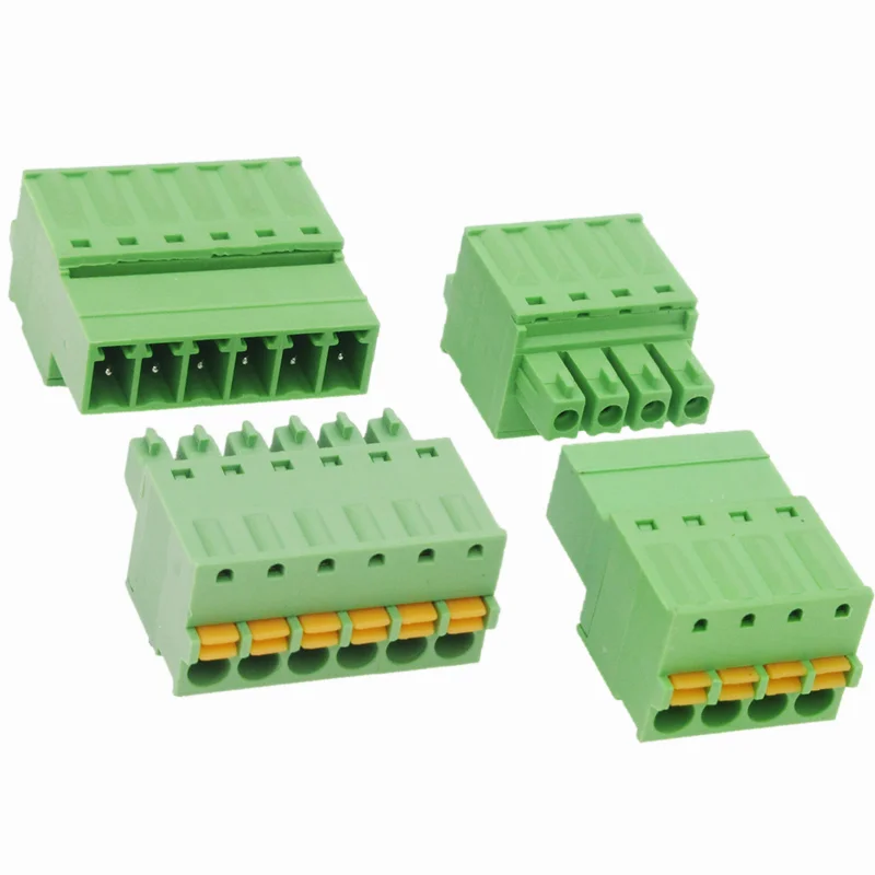 5sets 3.81mm Terminal Block Solder-free Male and Female Docking 15EDGRK 3.81 Screw-free Spring Terminal 2/3/4/5/6/7/8P