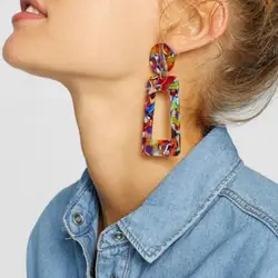 Acrylic Earrings 2020 Big Statement Earrings For Women Resin Oval Square Geometric Earrings Bohemian Jewelry Gift