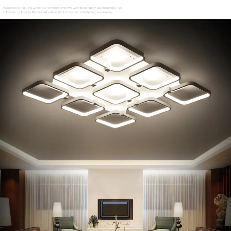 

2016 Post-Modern Creative Rectangle PMMA Shades Material Led Iron Ceiling Chandelier