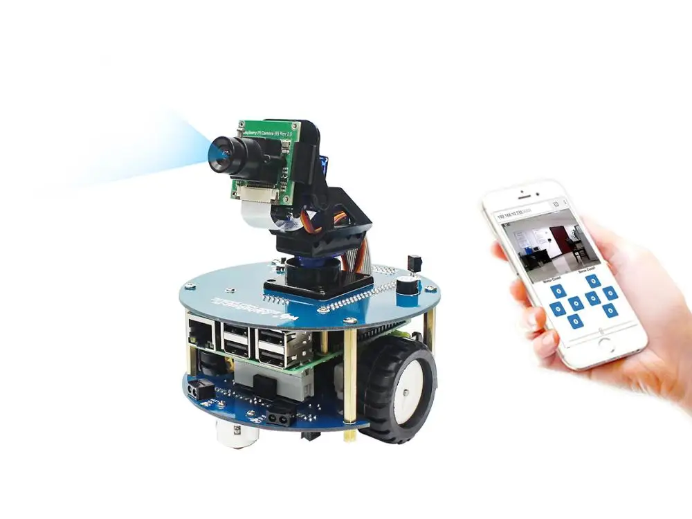 AlphaBot2 Wireless Video Smart Robot, Powered By Raspberry Pi 4 Model B US/EU Power Plug