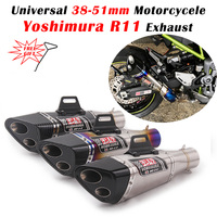 Universal Yoshimura R11 Motorcycle Exhaust 51mm Muffler Escape Modify Silencer Double Hole For Z900 MT 07 CB650F NC700 RC390 R15