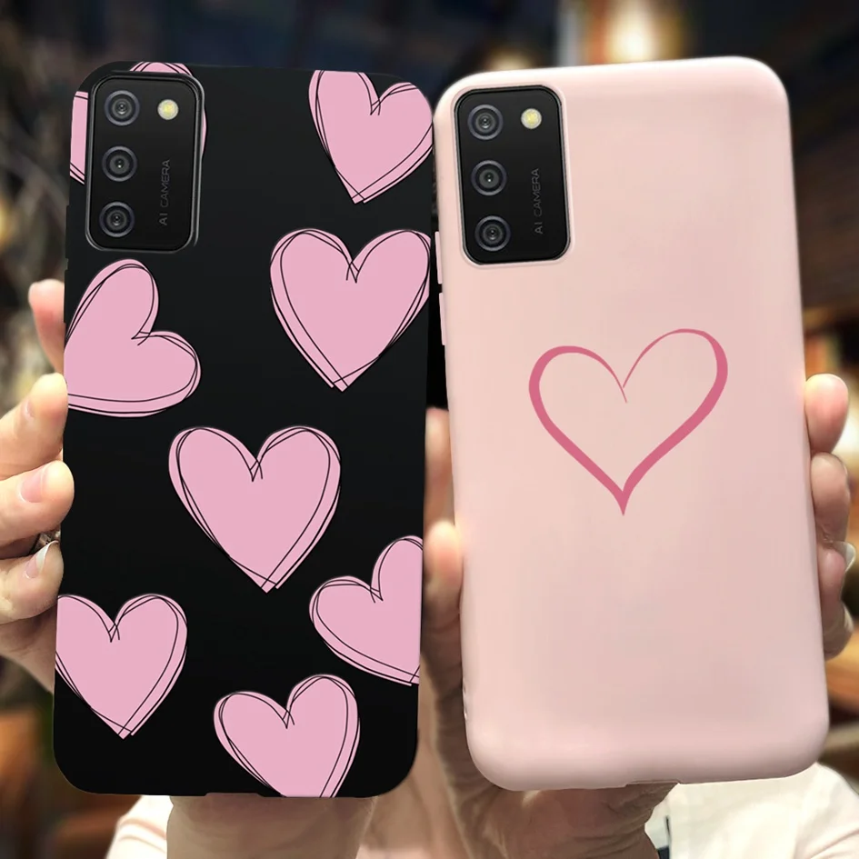 For Samsung Galaxy A02S A025F Case Silicone Cute Couple Love Heart Painted Soft Back Cover For Samsung A02S A03S A 02S Phone Bag