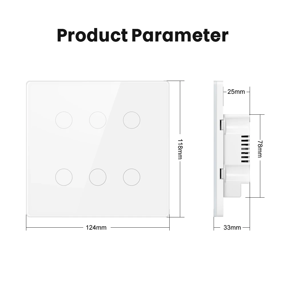 AVATTO Tuya WiFi Smart Switch,AC 110-220V Brazil 4x4 Touch Panel 4/6 Gang Light Switch,APP Control work with Alexa,Google Home
