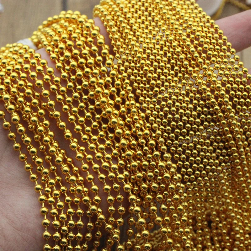 3m/lot 2.4mm 3.2mm Beaded Ball Stainless Steel Gold Bulk Ball Bead Chains & Connector Clasp For DIY Necklaces Jewelry Making