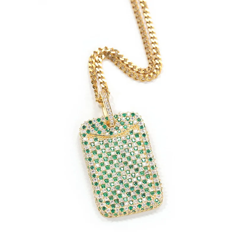 

Hip Hop Prong Setting AAA CZ Stone Bling Ice Out Geometric Square Pendants Necklace for Men Rapper Jewelry Drop Shipping