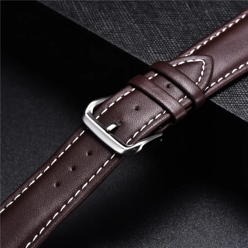 Business Casual Leather Watchband 16mm 18mm 20mm 22mm 24mm Men Women Replacement Watch Accessories Wrist Straps