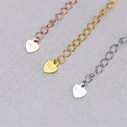 Wholesale Fashion Jewelry Findings 925 Sterling Silver/Gold Extension Chains with Heart Tag for Necklace Bracelets